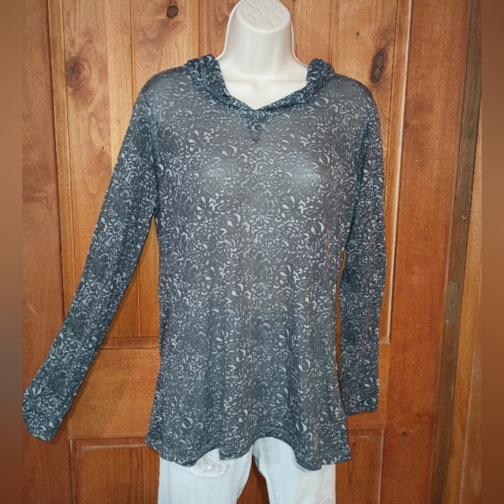 Ruff Hewn Gray Patterned Long Sleeve Hooded Top